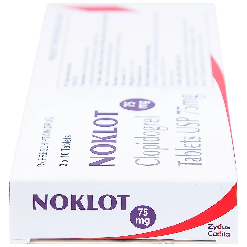 Hình ảnh Viên nén Noklot 75mg Cadila phòng ngừa tai biến xơ vữa động mạch (3 vỉ x 10 viên)