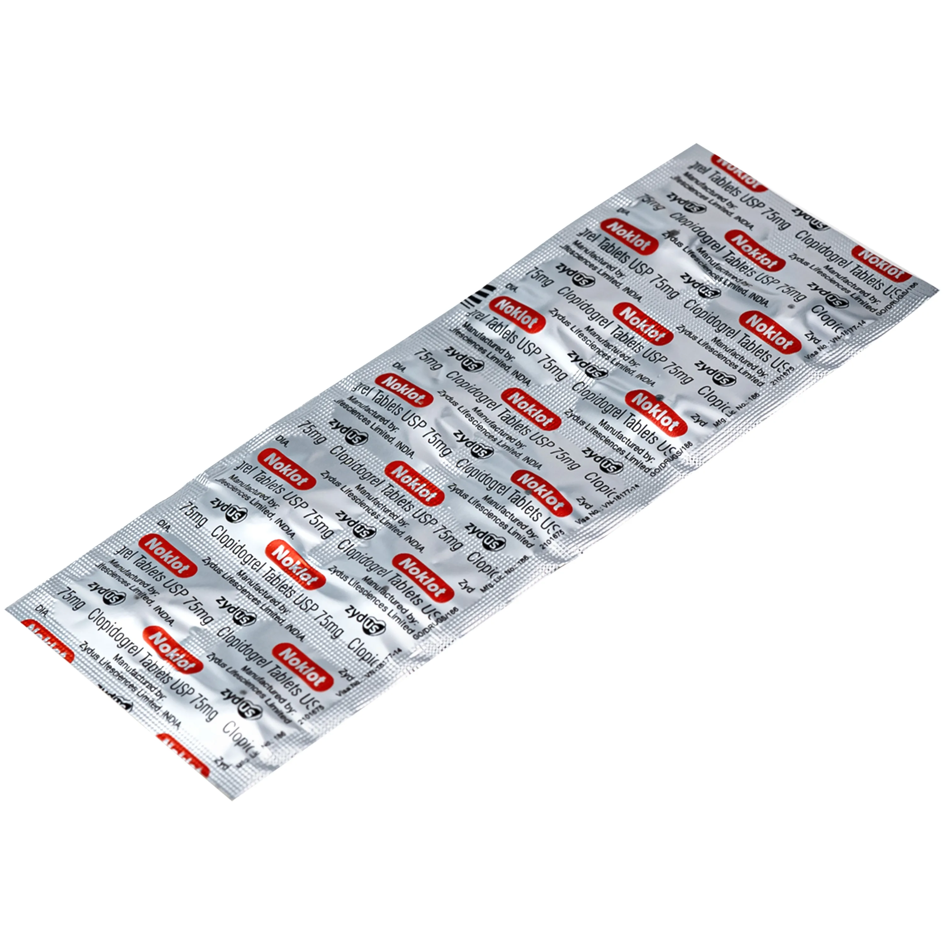 Hình ảnh Thuốc Noklot 75mg Zydus phòng ngừa biến cố xơ vữa động mạch (10 vỉ x 10 viên)