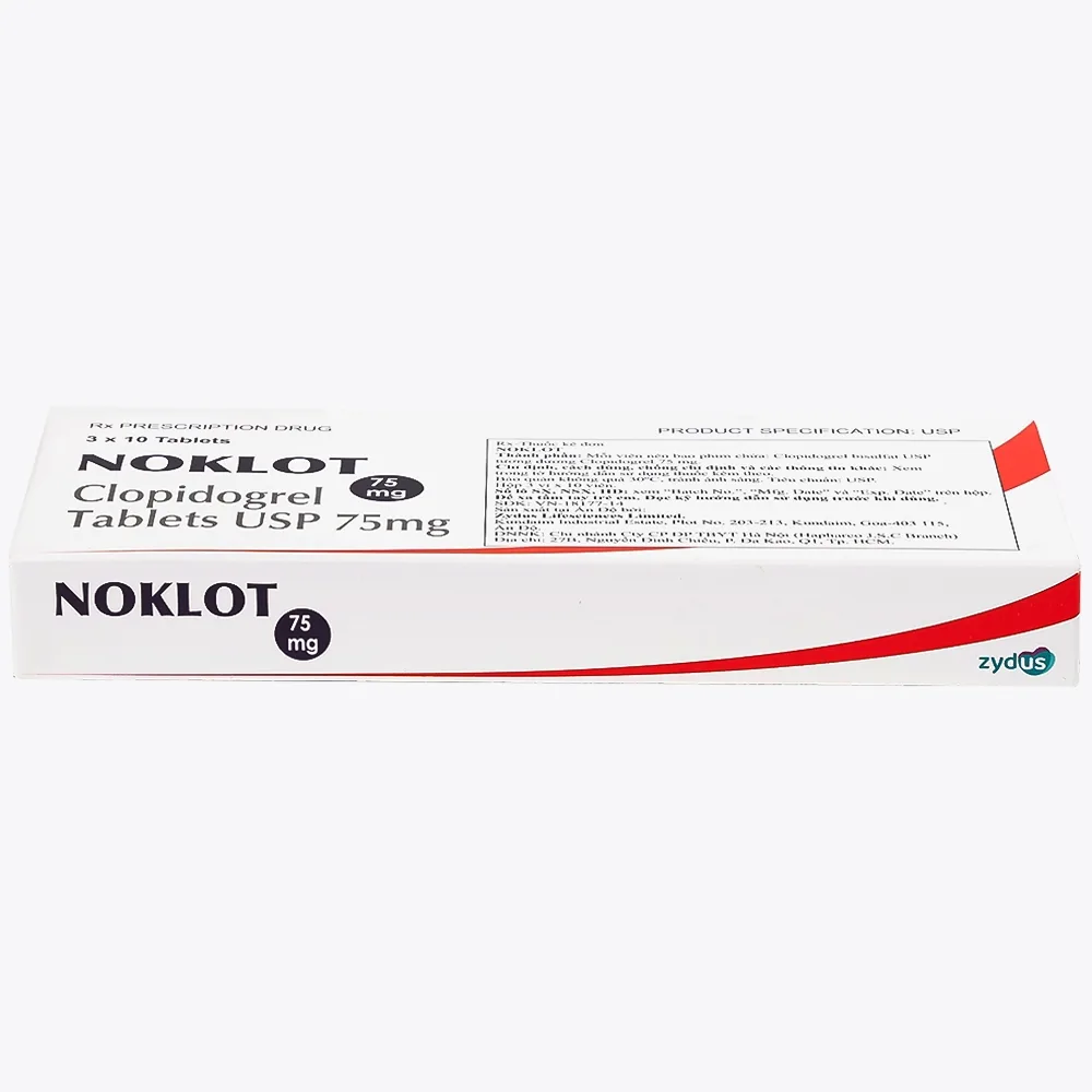 Hình ảnh Thuốc Noklot 75mg Zydus phòng ngừa biến cố xơ vữa động mạch (3 vỉ x 10 viên)