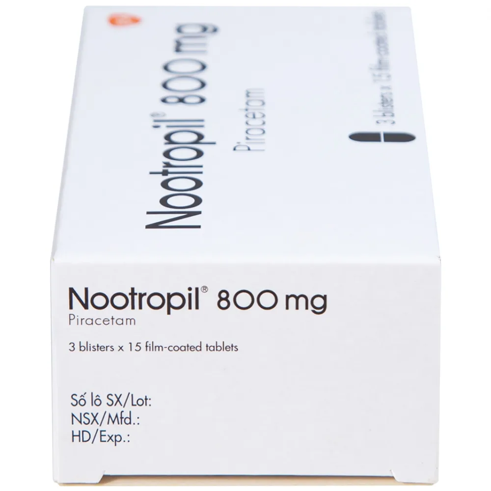 Hình ảnh Viên nén Nootropil 800mg GSK điều trị hội chứng tâm thần (3 vỉ x 15 viên)
