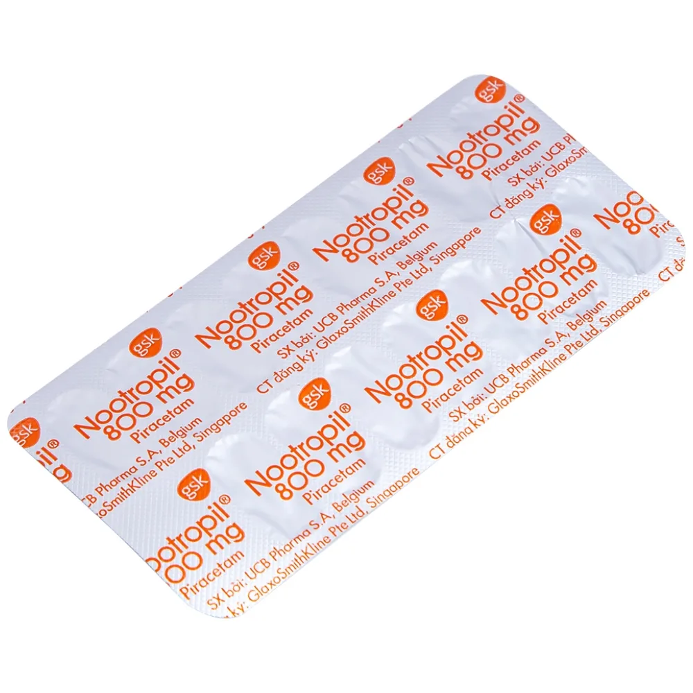 Hình ảnh Viên nén Nootropil 800mg GSK điều trị hội chứng tâm thần (3 vỉ x 15 viên)