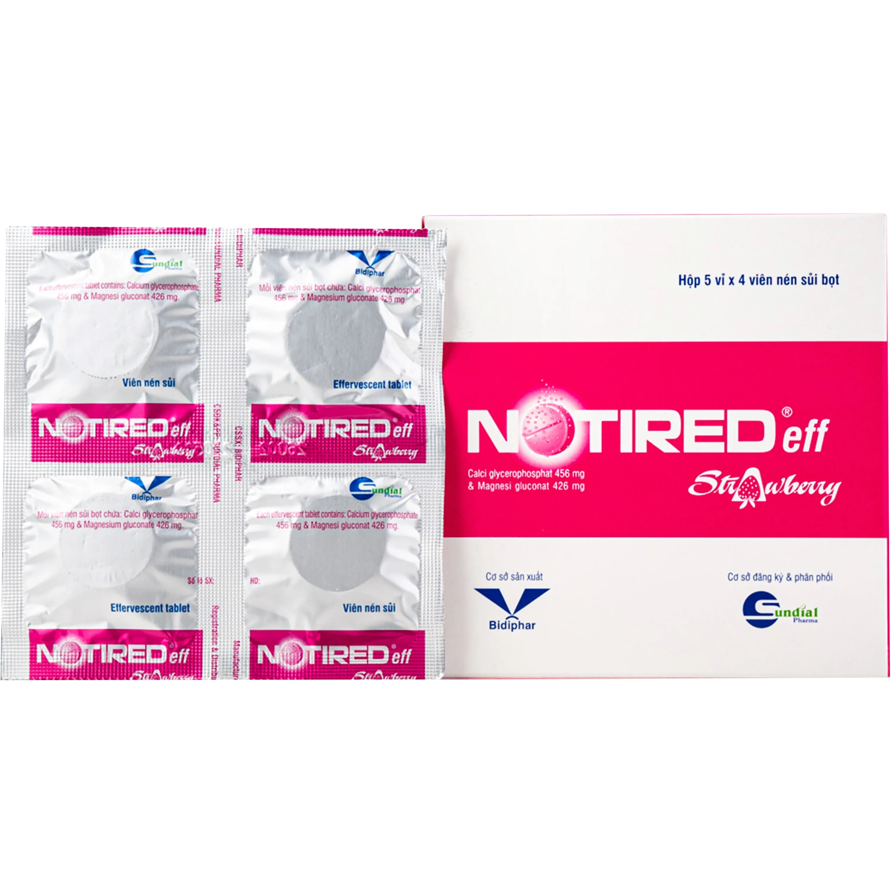 Hình ảnh Thuốc Notired Eff Strawberry 456/426mg trị suy nhược chức năng (5 vỉ x 4 viên)