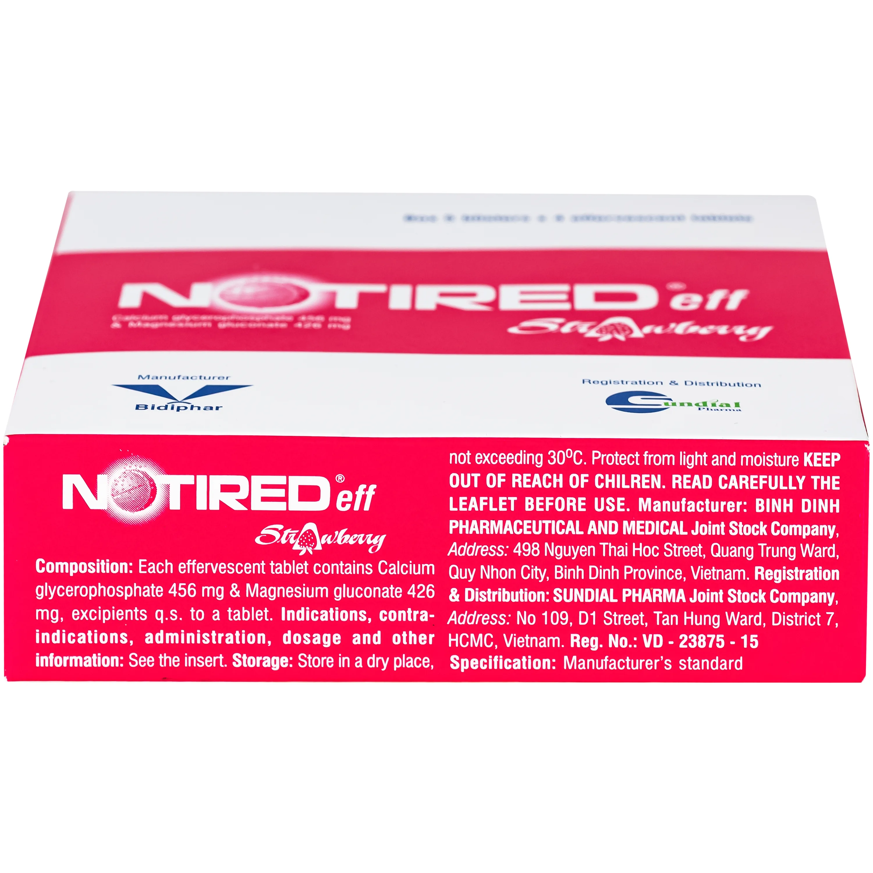 Hình ảnh Thuốc Notired Eff Strawberry 456/426mg trị suy nhược chức năng (5 vỉ x 4 viên)