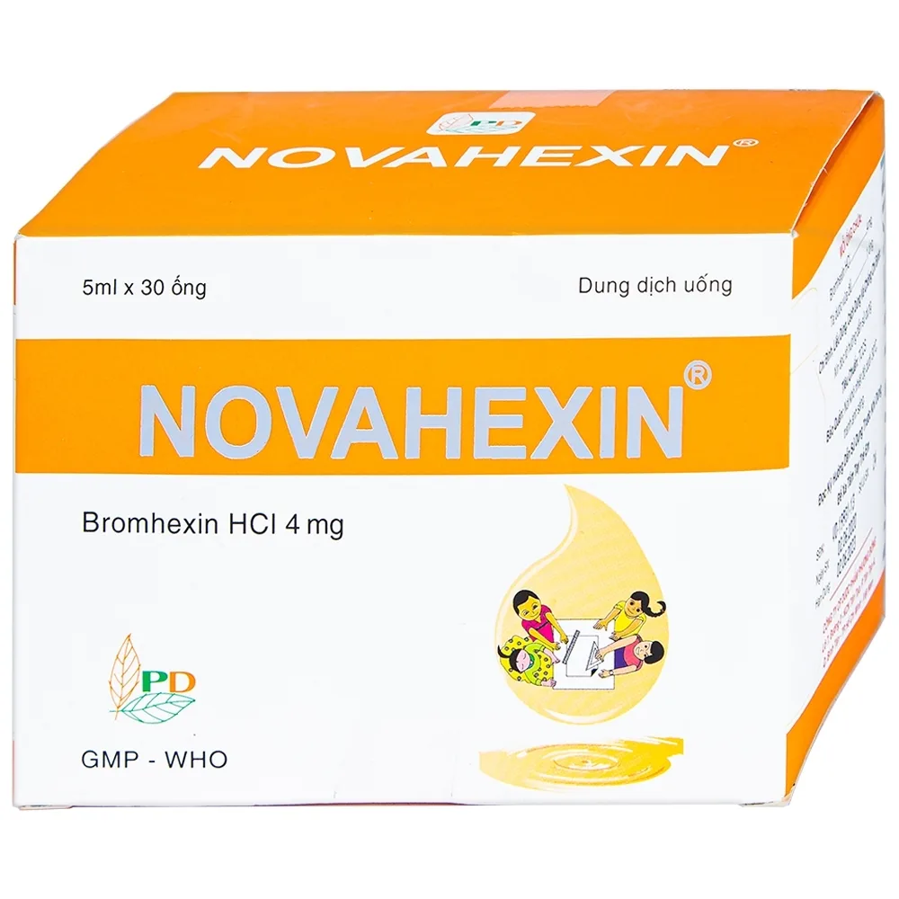 Hình ảnh Dung dịch uống Novahexin 4mg Phương Đông điều trị rối loạn tiết dịch phế quản (30 ống x 5ml)