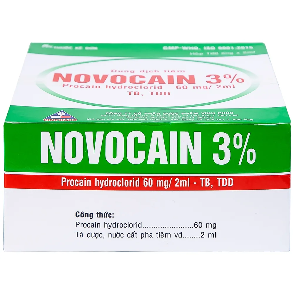 Hình ảnh Dung dịch tiêm Novocain 3% Vinphaco gây tê tiêm thấm, gây tê vùng, gây tê tủy sống (100 ống x 2ml) 