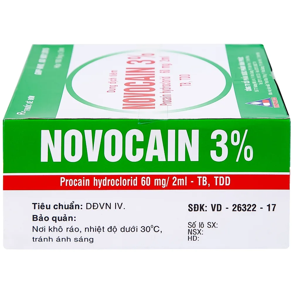 Hình ảnh Dung dịch tiêm Novocain 3% Vinphaco gây tê tiêm thấm, gây tê vùng, gây tê tủy sống (100 ống x 2ml) 