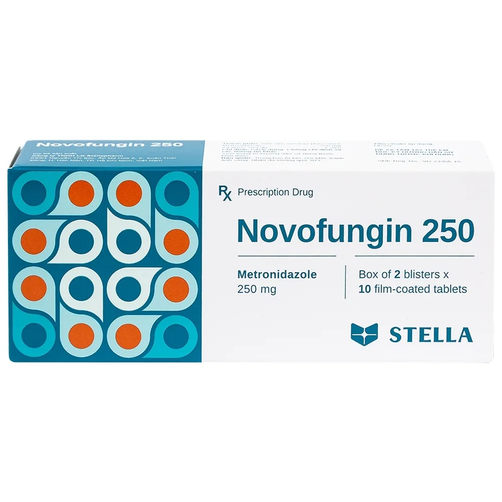 Hình ảnh Thuốc Novofungin 250 Stella điều trị và phòng ngừa nhiễm khuẩn kỵ khí (2 vỉ x 10 viên)