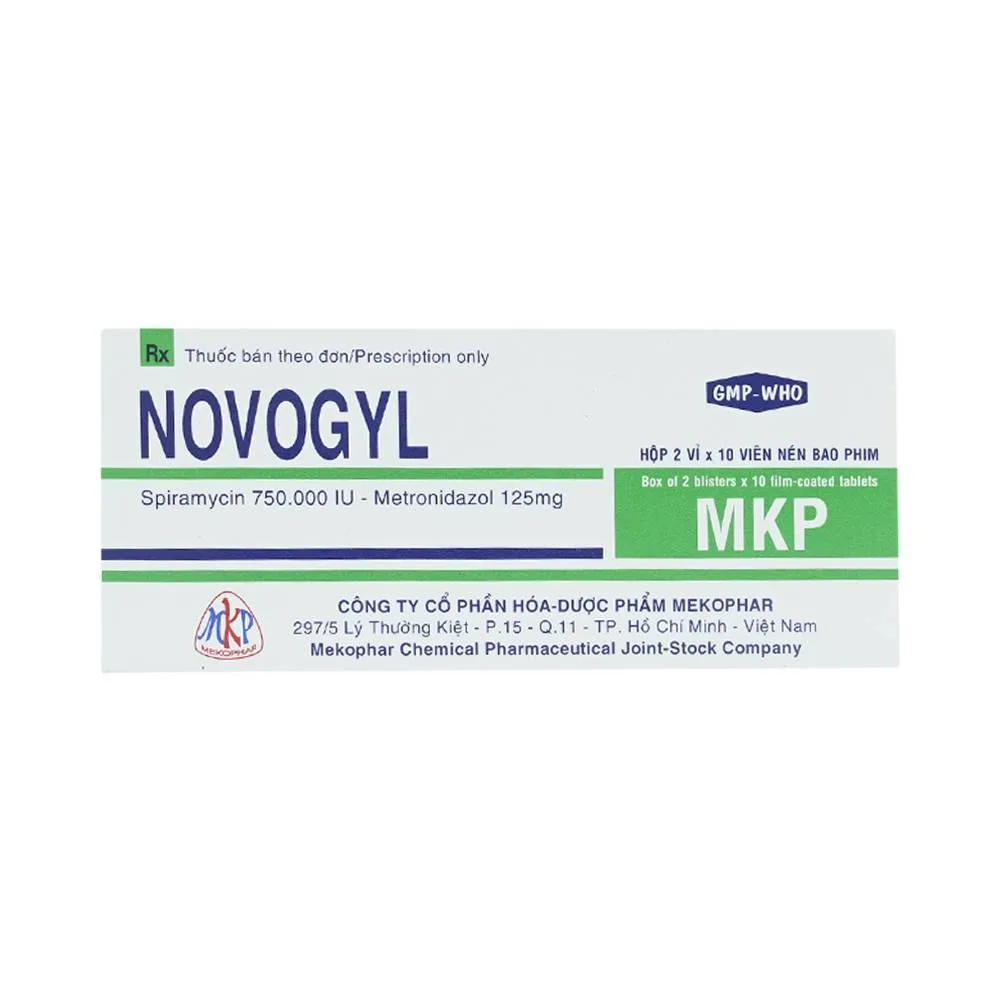 Hình ảnh Thuốc Novogyl Mekophar điều trị nhiễm khuẩn răng miệng, viêm nướu răng (2 vỉ x 10 viên)
