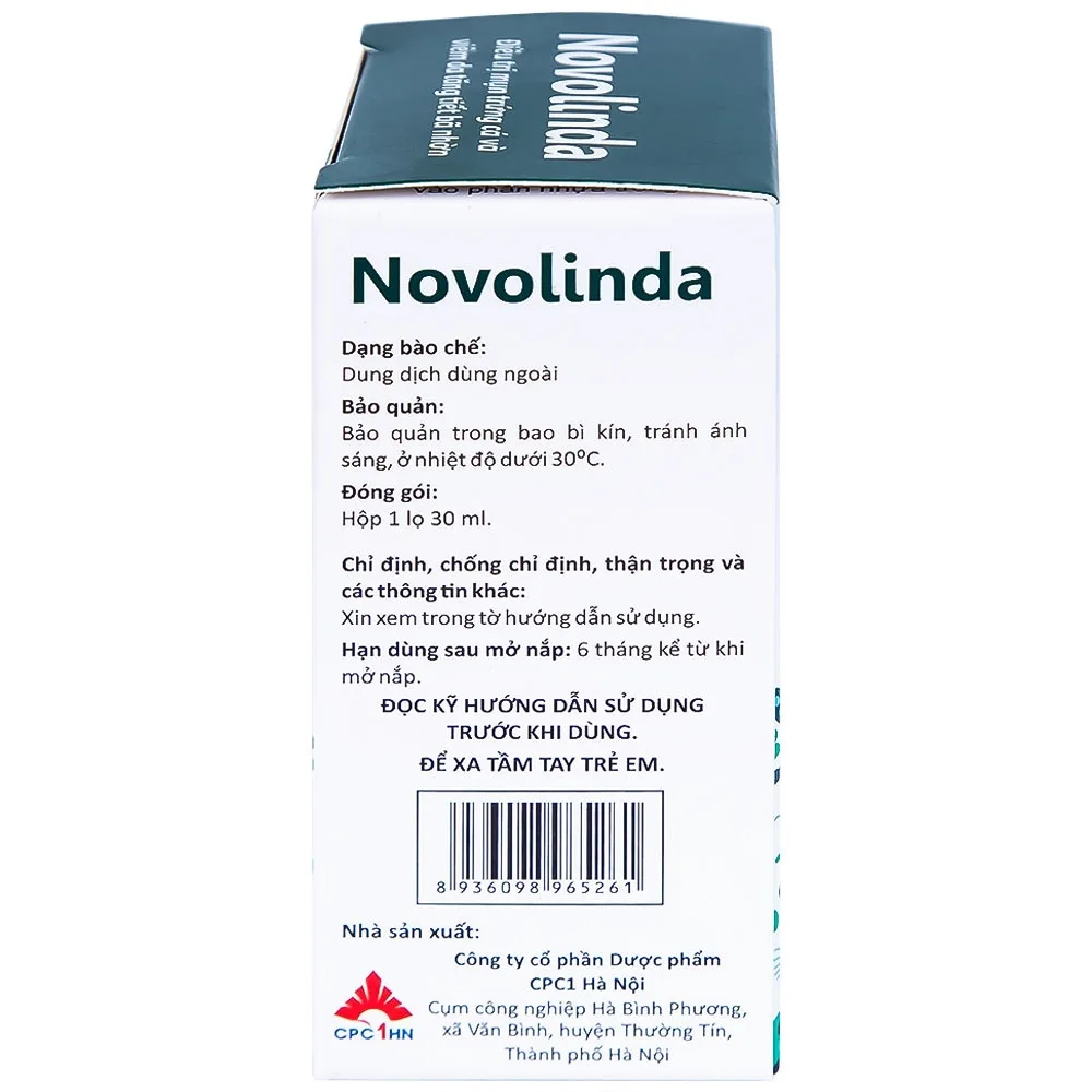 Hình ảnh Dung dịch Novolinda CPC1 Hà Nội điều trị bệnh trứng cá, viêm nang lông (30ml)