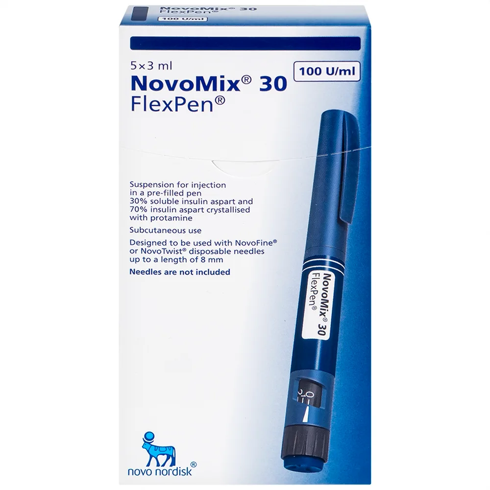Hình ảnh Bút tiêm NovoMix 30 FlexPen Novo Nordisk điều trị đái tháo đường (5 cây x 3ml)