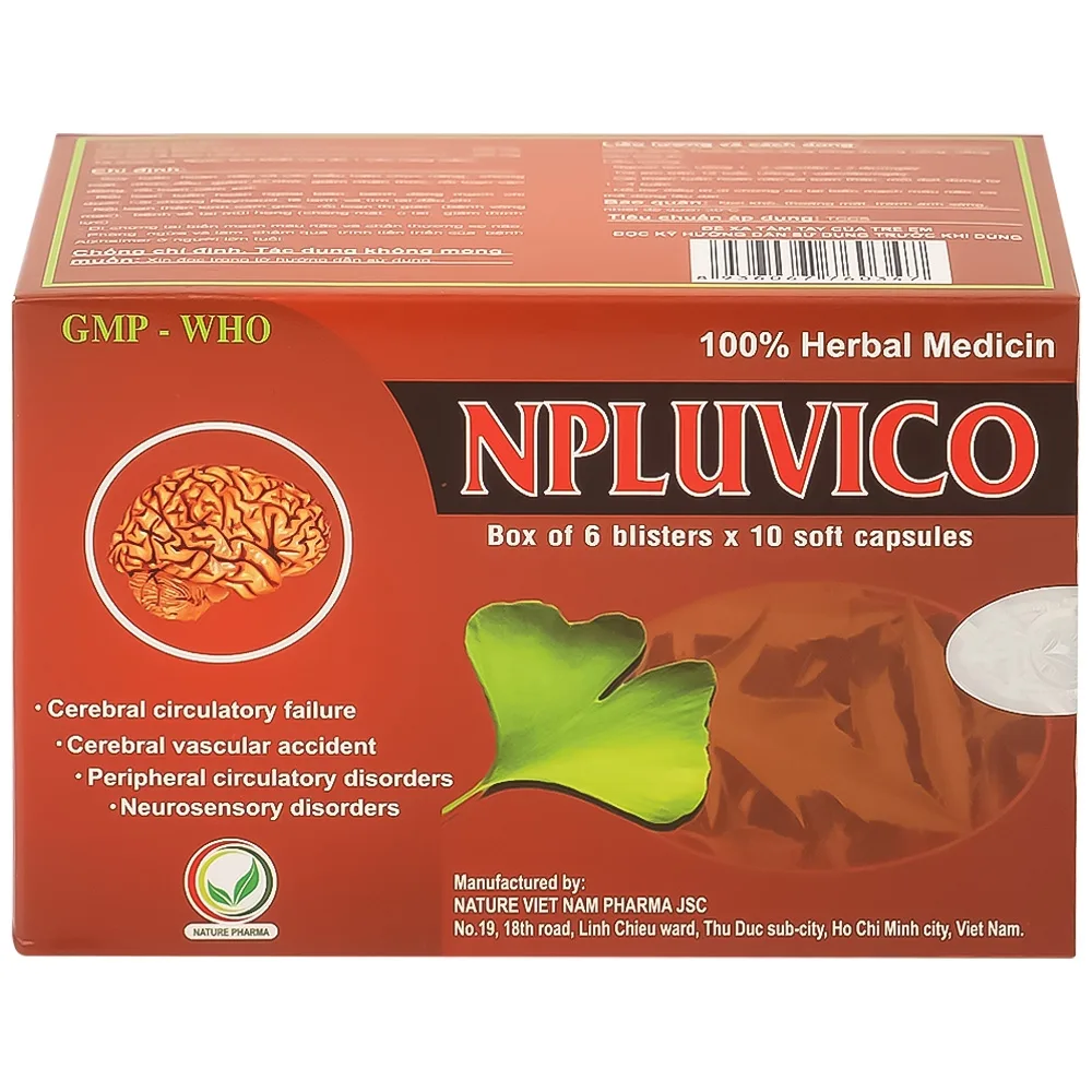 Hình ảnh Thuốc Npluvico Nature điều trị suy tuần hoàn não (6 vỉ x 10 viên)