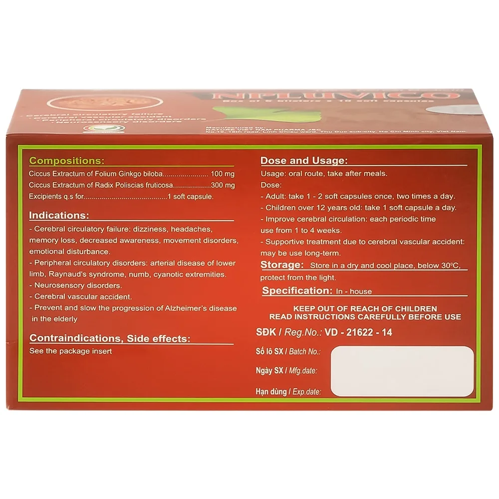 Hình ảnh Thuốc Npluvico Nature điều trị suy tuần hoàn não (6 vỉ x 10 viên)