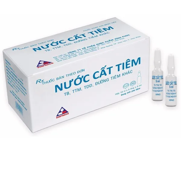 Hình ảnh Nước cất tiêm Vinphaco dùng hòa tan, pha loãng chế phẩm thuốc tiêm (10 vỉ x 5 ống x 5ml)
