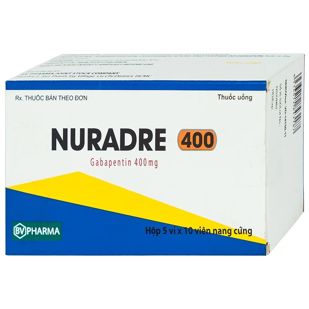 Hình ảnh Viên nang cứng Nuradre 400 BV Pharma điều trị động kinh cục bộ (5 vỉ x 10 viên)