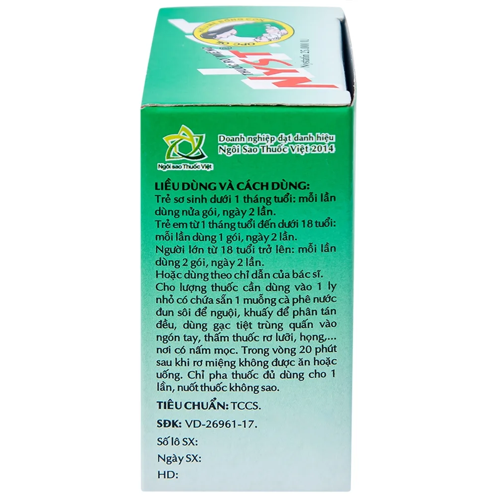 Hình ảnh Thuốc rơ miệng Nyst 25.000IU OPC dự phòng và điều trị bệnh Candida miệng (10 gói)