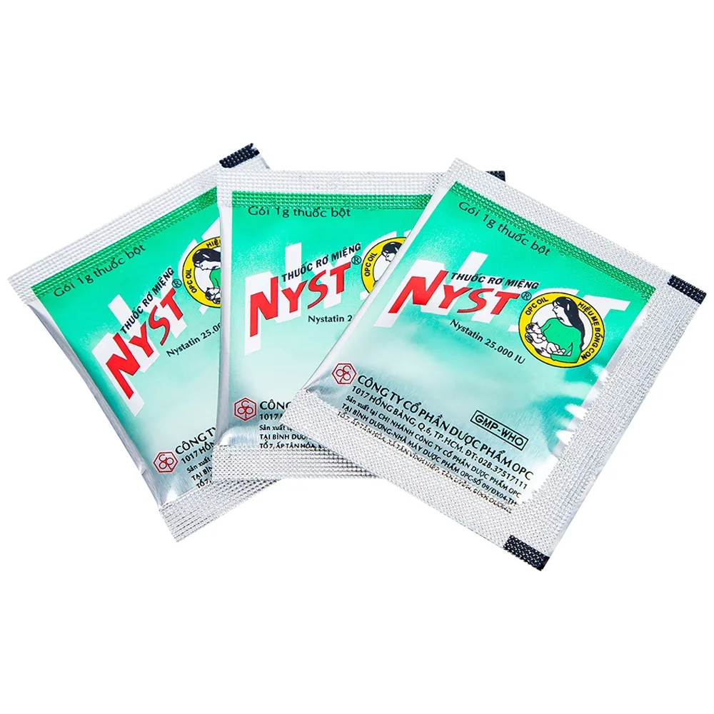Hình ảnh Thuốc rơ miệng Nyst 25.000IU OPC dự phòng và điều trị bệnh Candida miệng (10 gói)