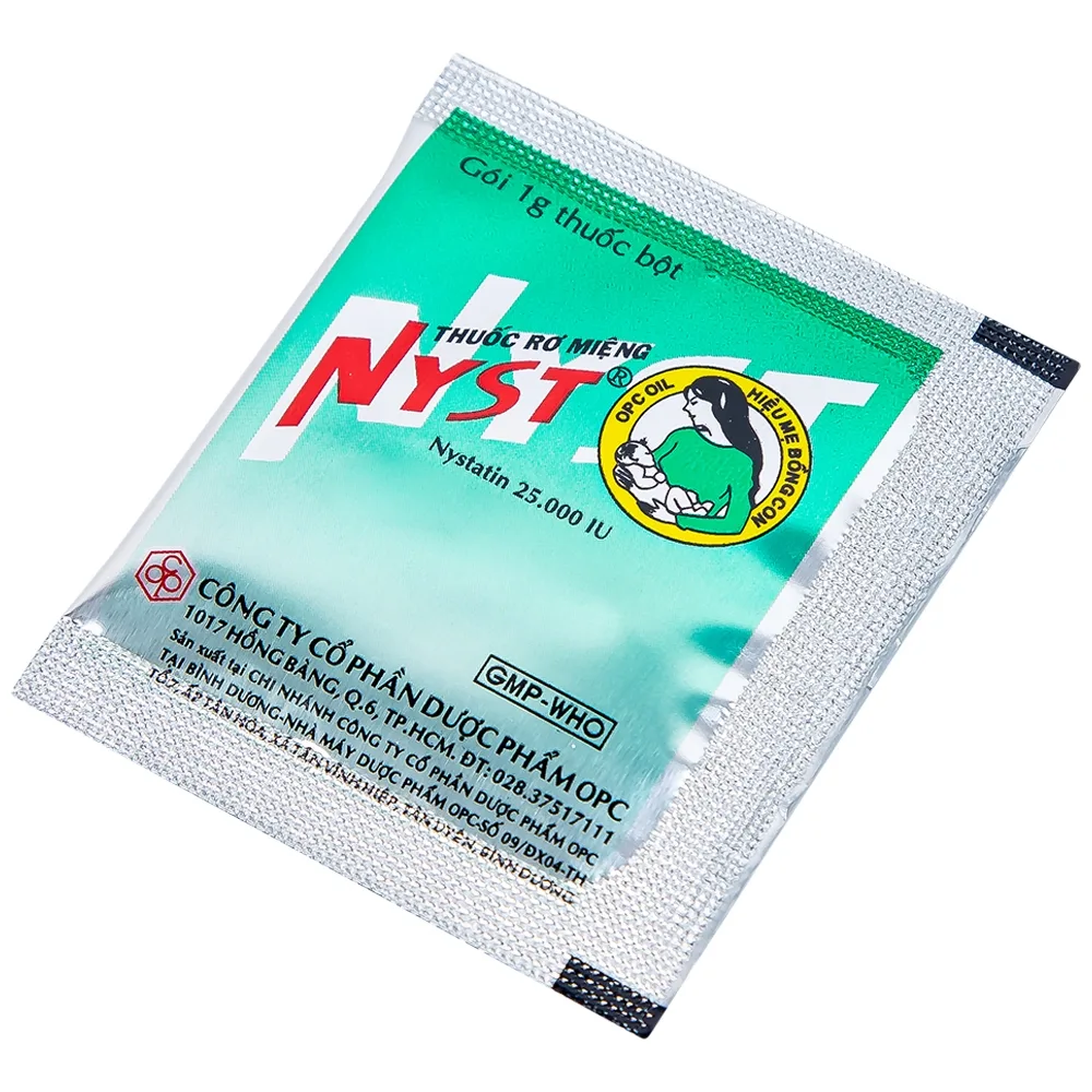 Hình ảnh Thuốc rơ miệng Nyst 25.000IU OPC dự phòng và điều trị bệnh Candida miệng (10 gói)