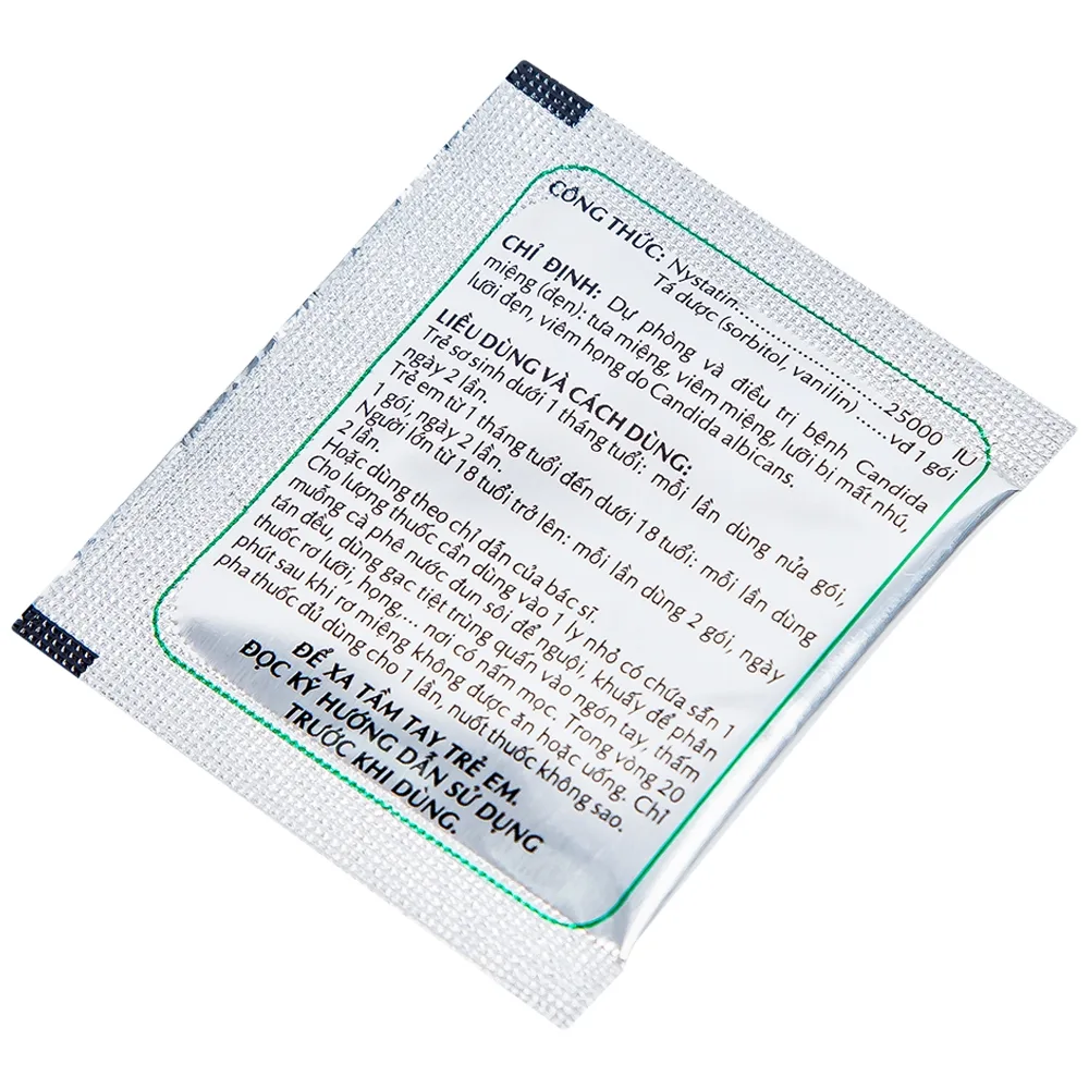 Hình ảnh Thuốc rơ miệng Nyst 25.000IU OPC dự phòng và điều trị bệnh Candida miệng (10 gói)