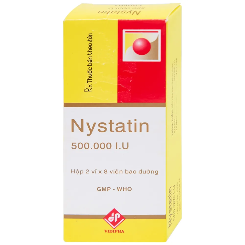 Hình ảnh Thuốc Nystatin 500.000I.U Vidipha dự phòng và điều trị nhiễm nấm Candida (2 vỉ x 8 viên) 