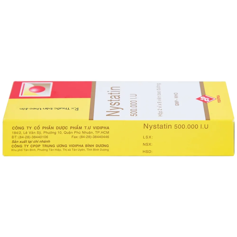 Hình ảnh Thuốc Nystatin 500.000I.U Vidipha dự phòng và điều trị nhiễm nấm Candida (2 vỉ x 8 viên) 