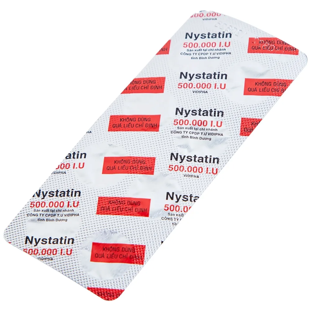 Hình ảnh Thuốc Nystatin 500.000I.U Vidipha dự phòng và điều trị nhiễm nấm Candida (2 vỉ x 8 viên) 