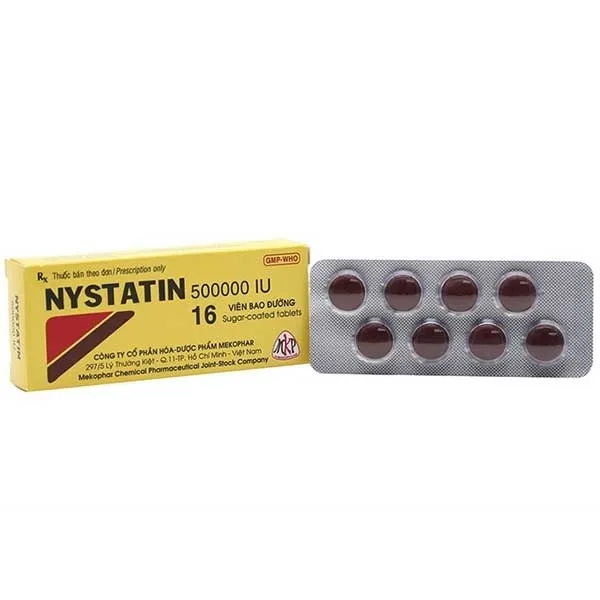 Hình ảnh Thuốc Nystatin 500000IU Mekophar điều trị nhiễm nấm candida (2 vỉ x 8 viên)