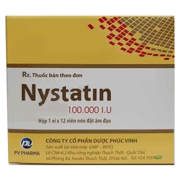 Hình ảnh Viên đặt âm đạo Nystatin 100.000 I.U PV Pharma điều trị nhiễm nấm âm hộ, âm đạo (12 viên)