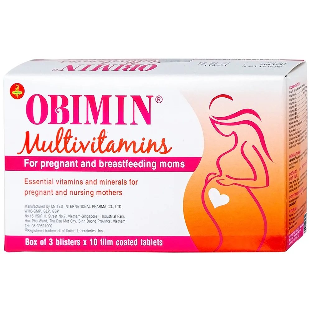 Hình ảnh Viên nén Obimin Multivitamins United bổ sung vitamin và khoáng chất (3 vỉ x 10 viên)