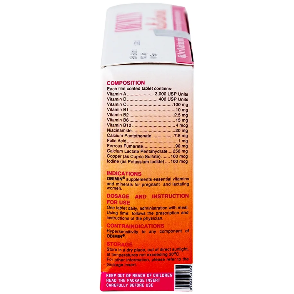 Hình ảnh Viên nén Obimin Multivitamins United bổ sung vitamin và khoáng chất (3 vỉ x 10 viên)