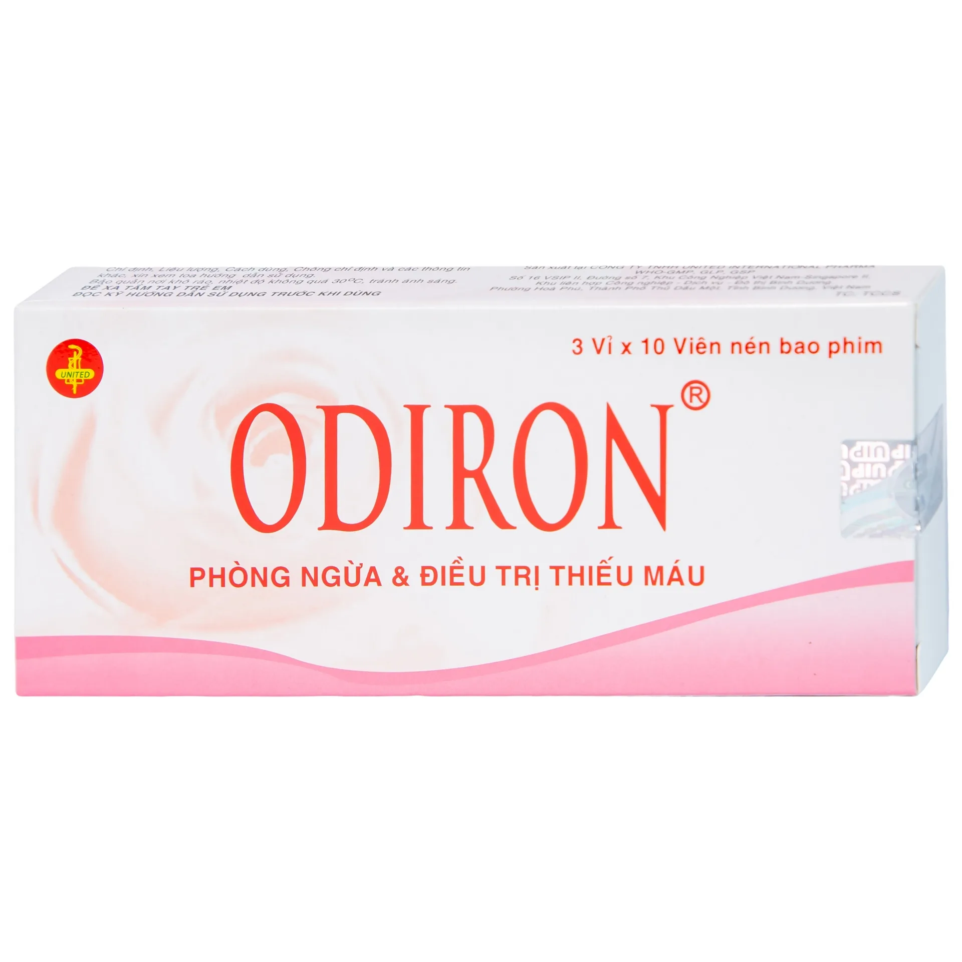 Hình ảnh Viên nén Odiron United phòng ngừa và điều trị thiếu máu (3 vỉ x 10 viên) 