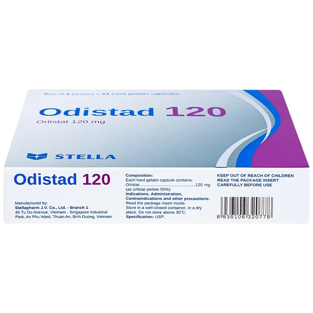 Hình ảnh Thuốc Odistad 120 Stella điều trị béo phì và phòng ngừa tăng cân trở lại ở người lớn (2 vỉ x 21 viên)