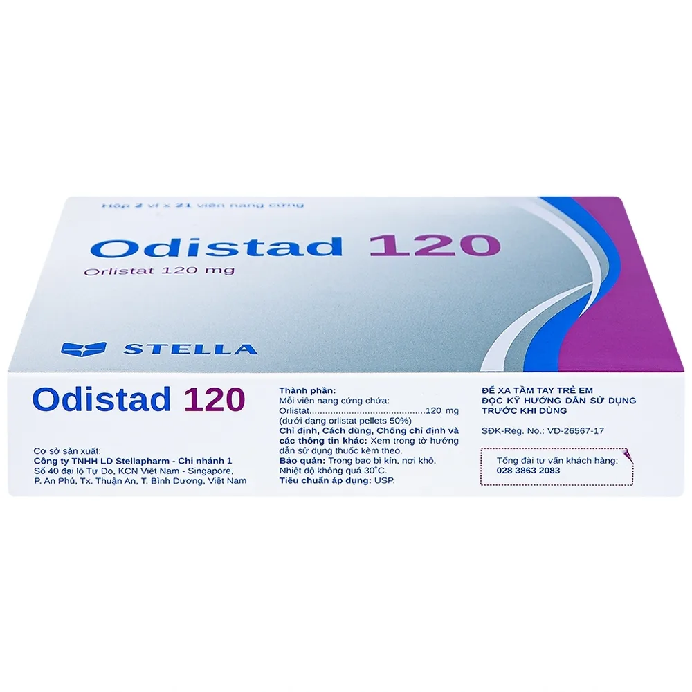Hình ảnh Thuốc Odistad 120 Stella điều trị béo phì và phòng ngừa tăng cân trở lại ở người lớn (2 vỉ x 21 viên)