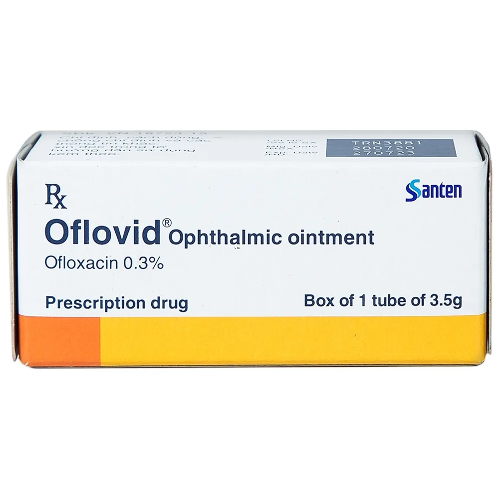 Hình ảnh Thuốc mỡ tra mắt Oflovid Ophthalmic ointment Santen điều trị viêm bờ mi, viêm túi lệ, lẹo (3.5g)