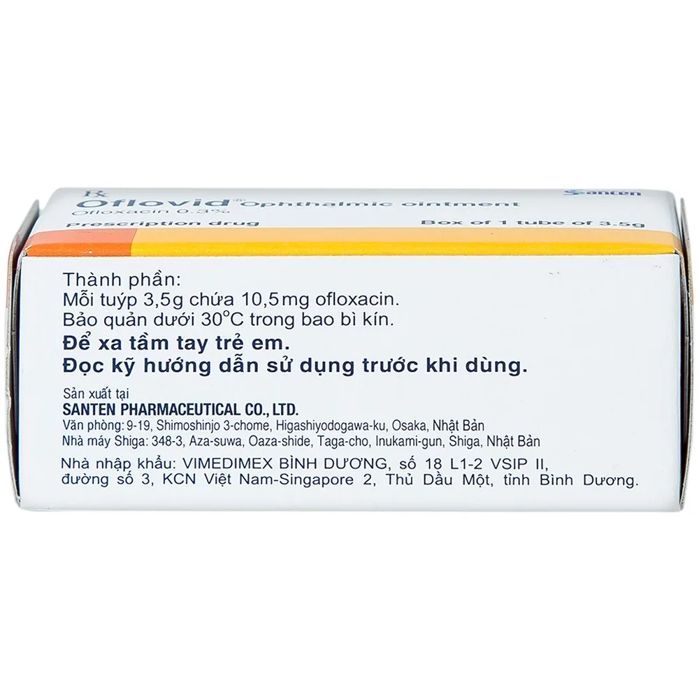 Hình ảnh Thuốc mỡ tra mắt Oflovid Ophthalmic ointment Santen điều trị viêm bờ mi, viêm túi lệ, lẹo (3.5g)