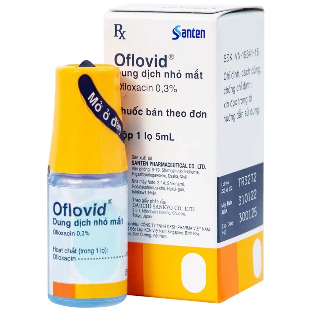 Hình ảnh Thuốc nhỏ mắt Oflovid Santen điều trị viêm bờ mi, viêm túi lệ, lẹo, viêm kết mạc, viêm sụn mi (5ml)