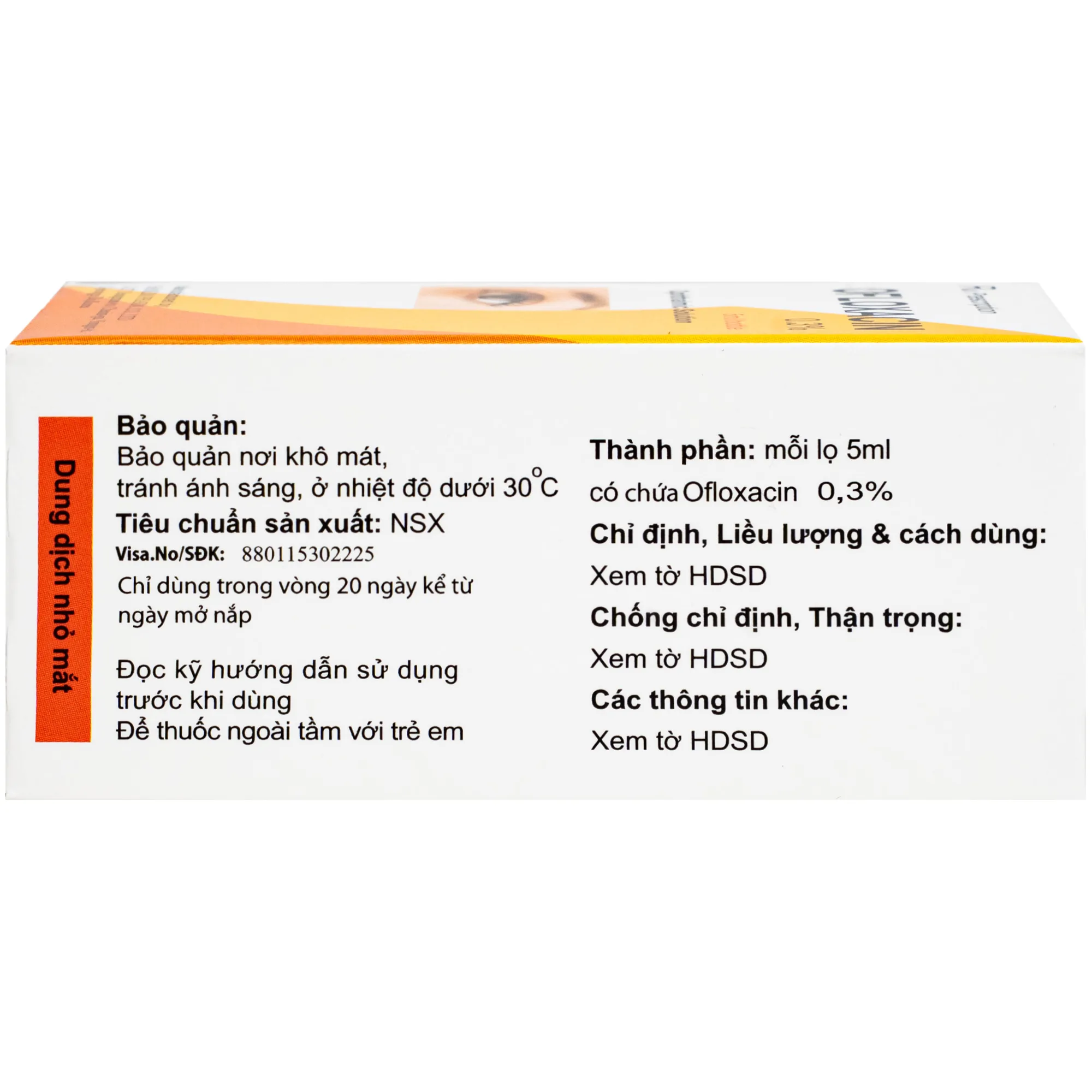 Hình ảnh Thuốc nhỏ mắt Ofloxacin 0.3% Hanlim điều trị viêm kết mạc, viêm giác mạc (5ml)