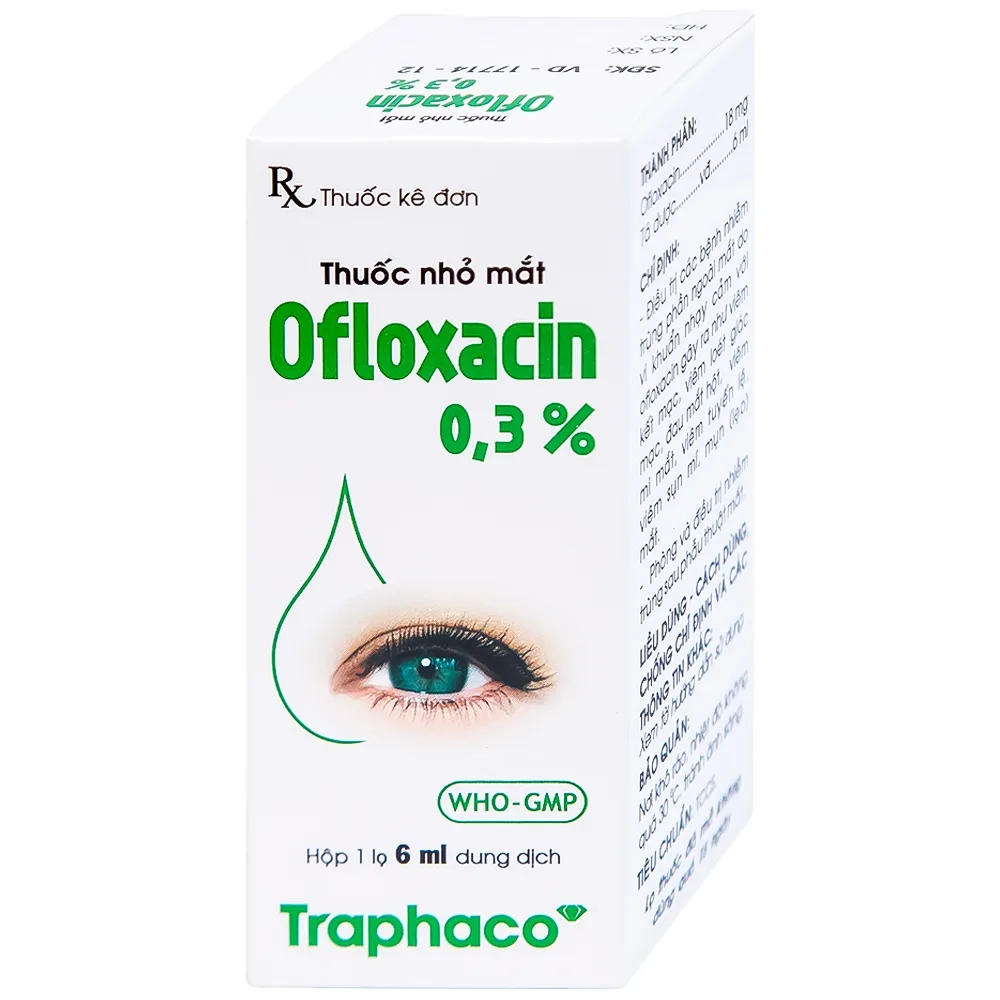 Hình ảnh Thuốc nhỏ mắt Ofloxacin 0,3% Traphaco điều trị nhiễm trùng mắt, viêm kết mạc (6ml)