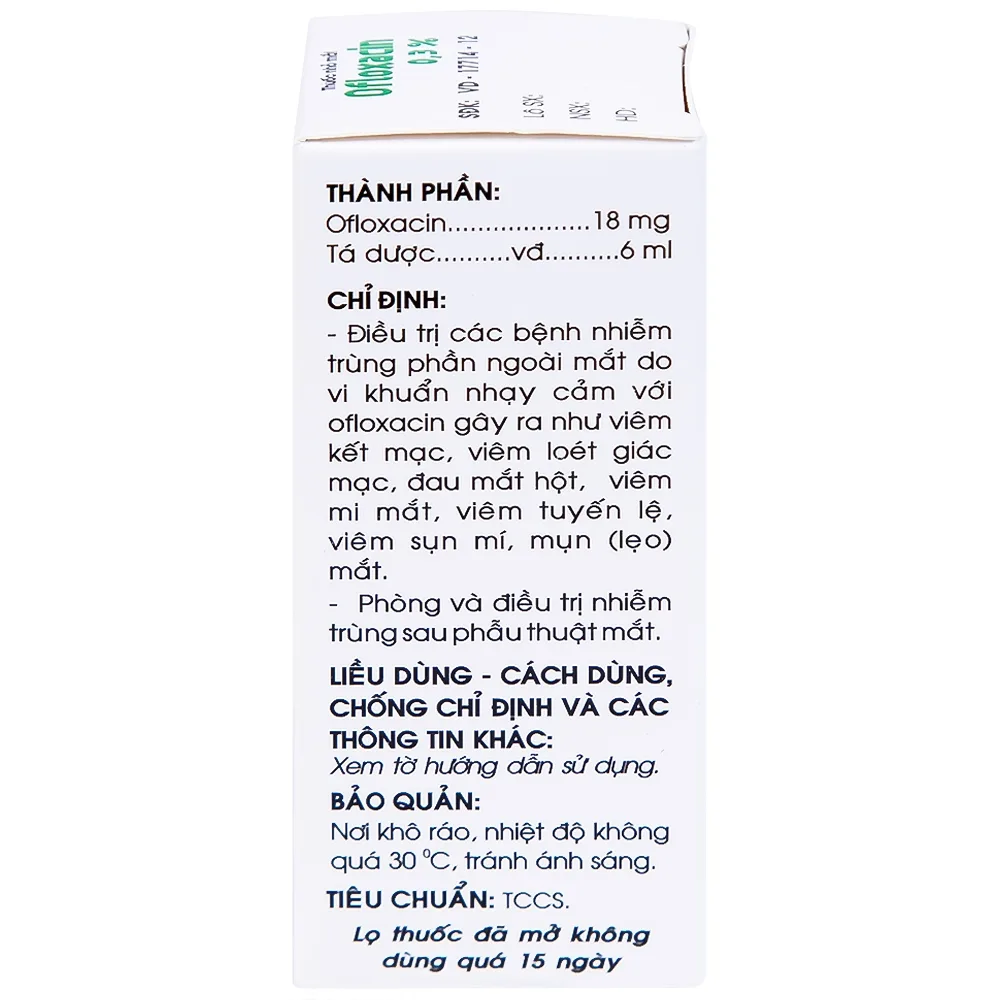 Hình ảnh Thuốc nhỏ mắt Ofloxacin 0,3% Traphaco điều trị nhiễm trùng mắt, viêm kết mạc (6ml)