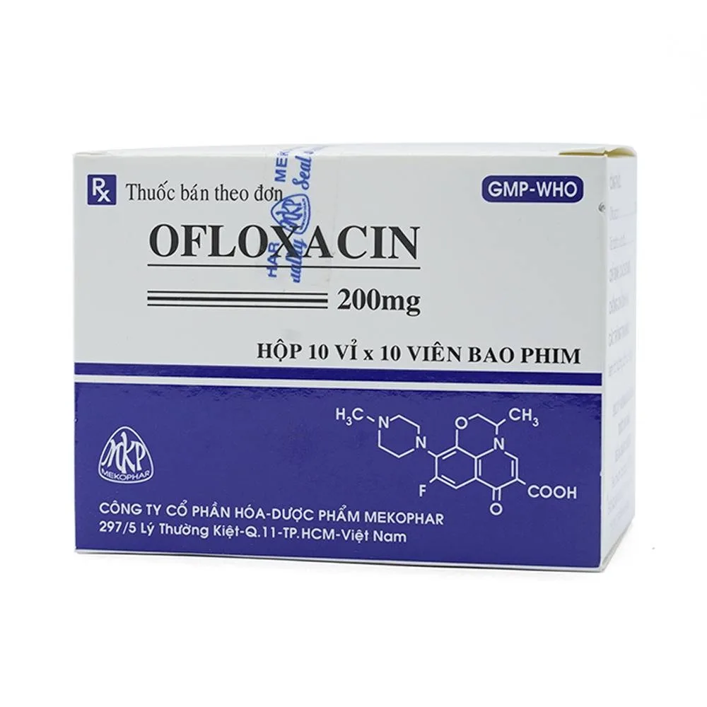 Hình ảnh Thuốc Ofloxacin 200mg Mekophar điều trị nhiễm khuẩn (10 vỉ x 10 viên)