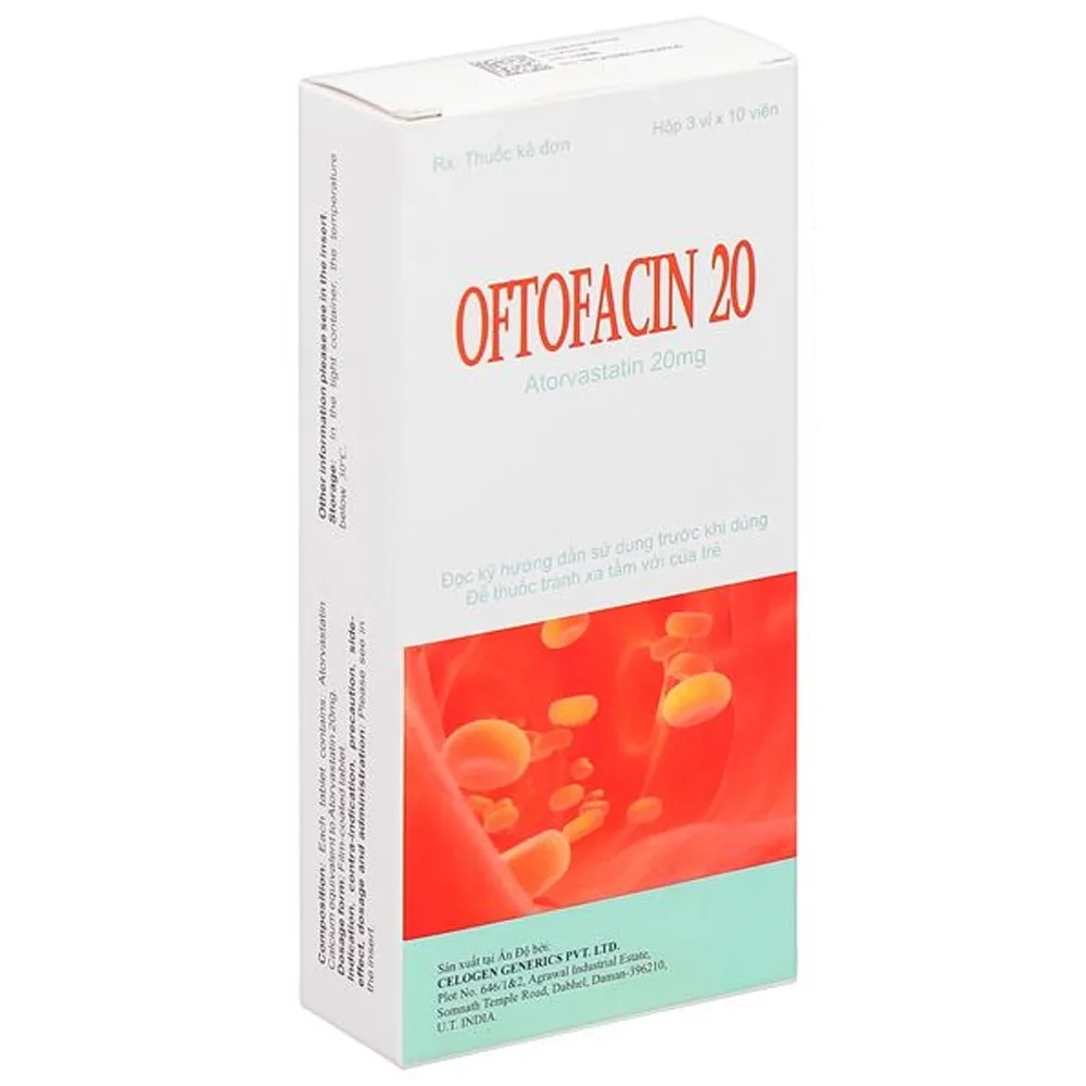 Hình ảnh Thuốc Oftofacin 20mg Celogen Pharma hỗ trợ chế độ ăn kiêng, giảm cholesterol (3 vỉ x 10 viên)