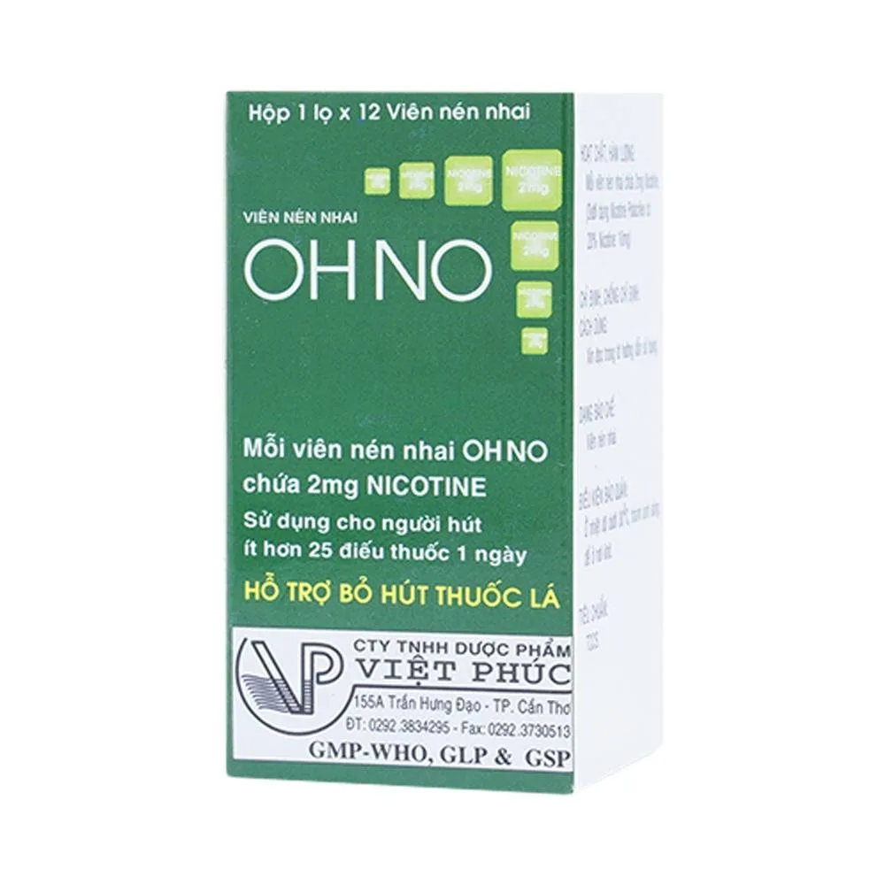 Hình ảnh Viên nhai OH NO Việt Phúc hỗ trợ cai nghiện thuốc lá (1 lọ x 12 viên)