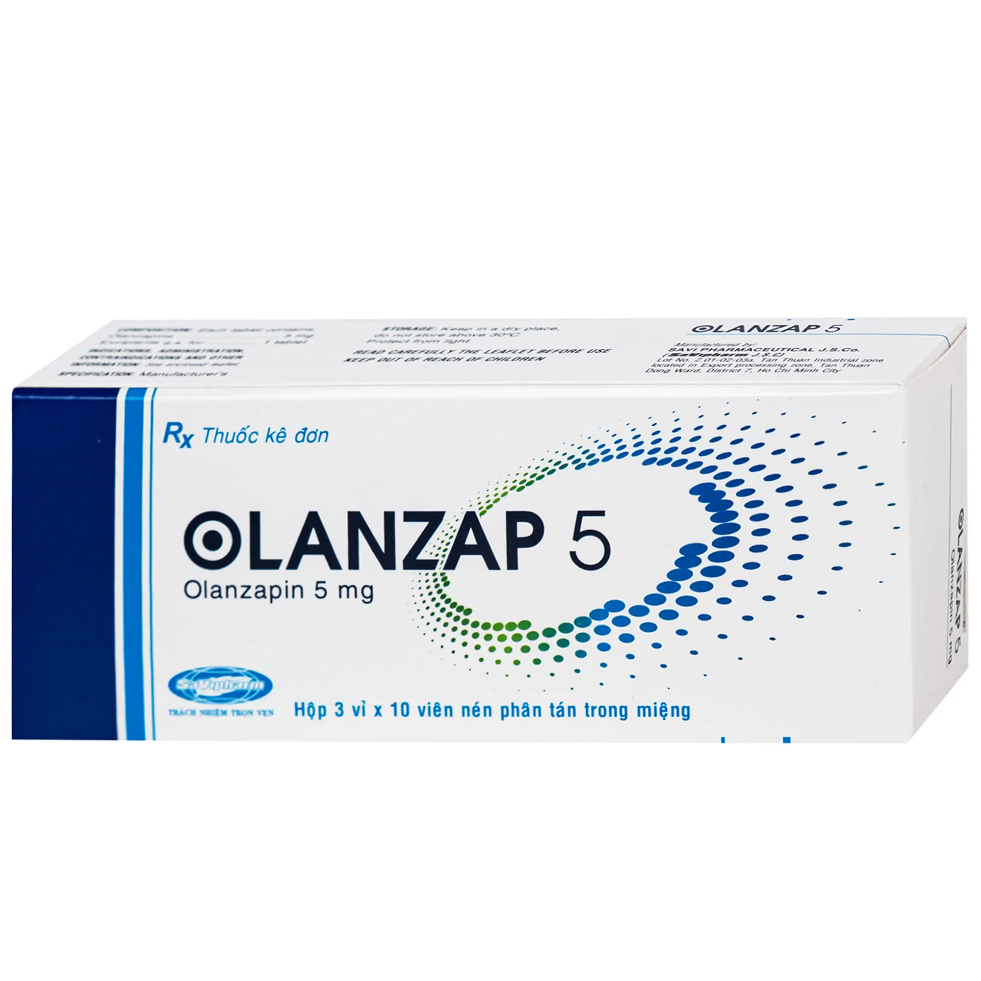 Hình ảnh Thuốc Olanzap 5mg Savi điều trị bệnh tâm thần phân liệt (3 vỉ x 10 viên)