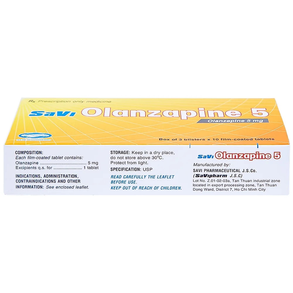 Hình ảnh Thuốc Savi Olanzapine 5 điều trị bệnh tâm thần phân liệt (3 vỉ x 10 viên) 
