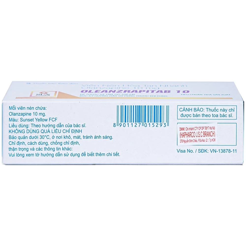 Hình ảnh Viên nén Oleanzrapitab 10 Sun Pharma điều trị tâm thần phân liệt (5 vỉ x 10 viên)