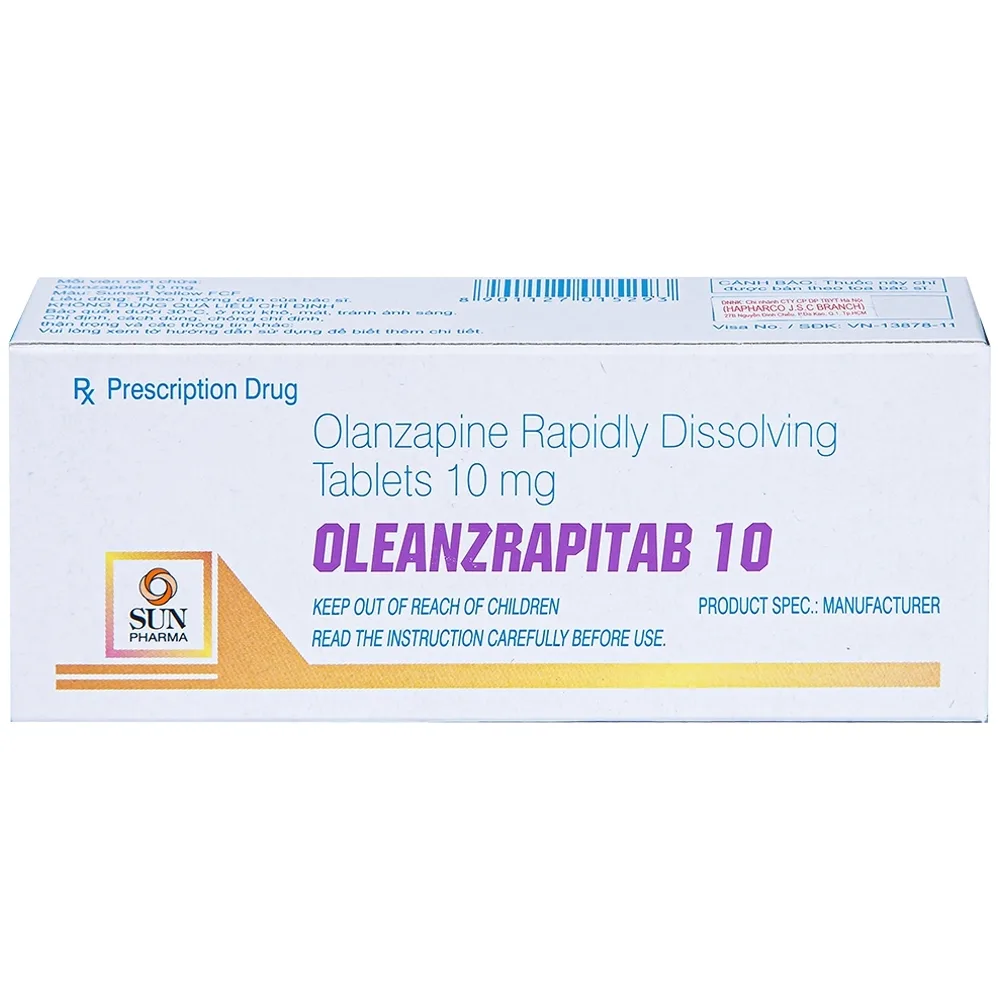 Hình ảnh Viên nén Oleanzrapitab 10 Sun Pharma điều trị tâm thần phân liệt (5 vỉ x 10 viên)