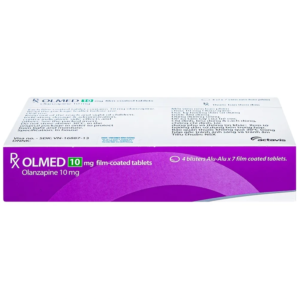 Hình ảnh Viên nén Olmed 10mg Actavis điều trị chống loạn thần (4 vỉ x 7 viên)