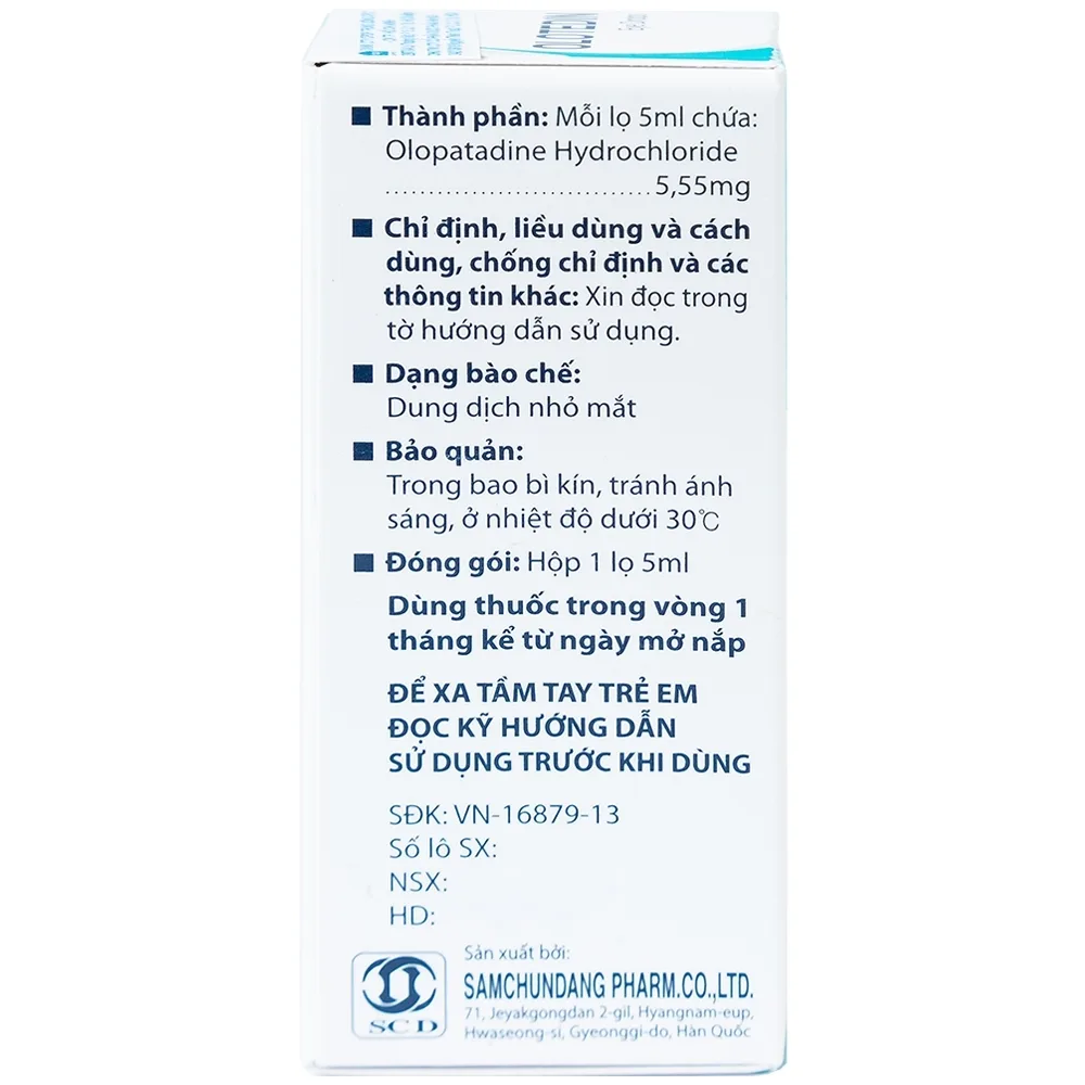 Hình ảnh Thuốc nhỏ mắt Olotedin Eye Drops Samchundang Pharm điều trị viêm kết mạc dị ứng theo mùa (5ml)