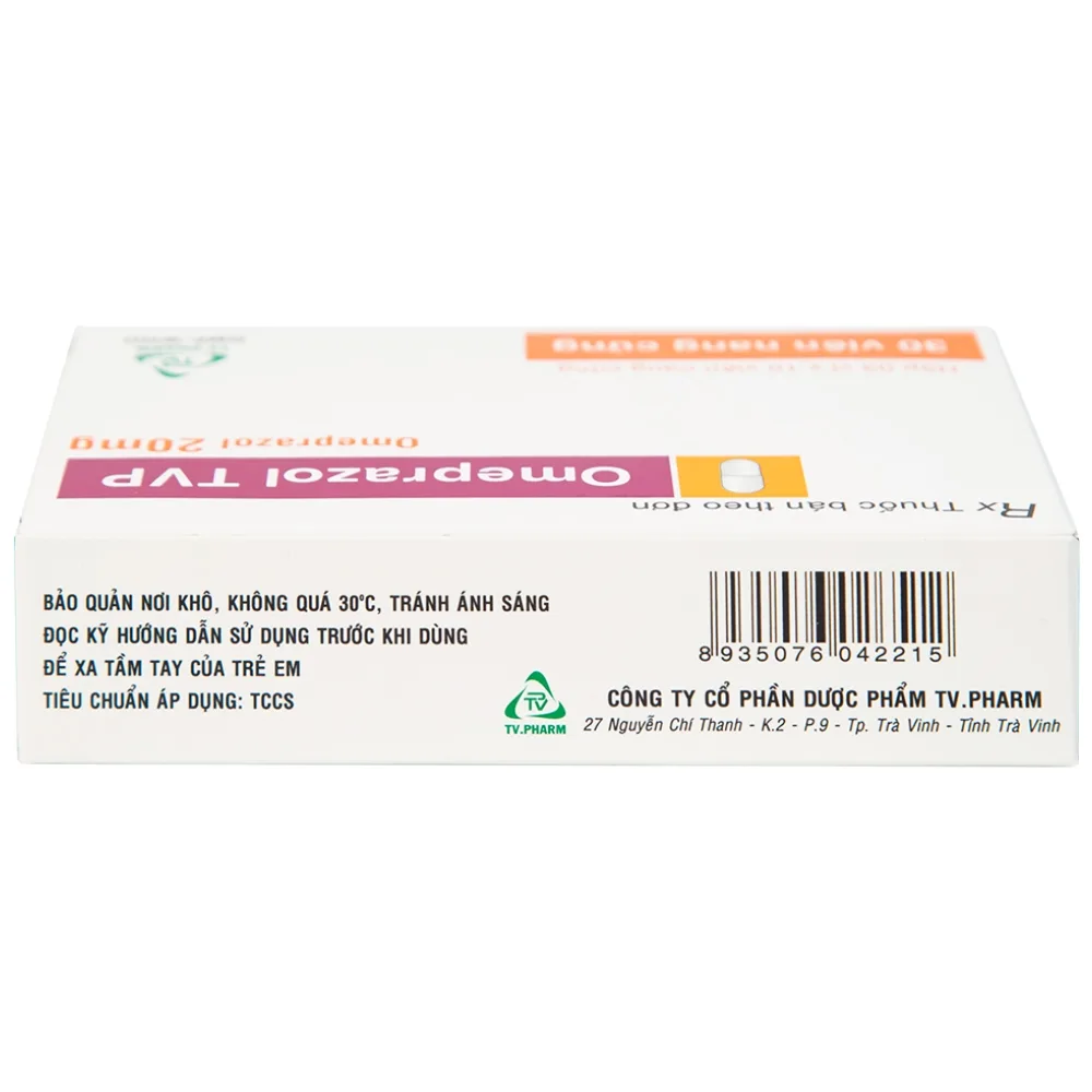 Hình ảnh Viên nang cứng Omeprazol TVP 20mg điều trị loét tá tràng, viêm loét dạ dày (3 vỉ x 10 viên) 