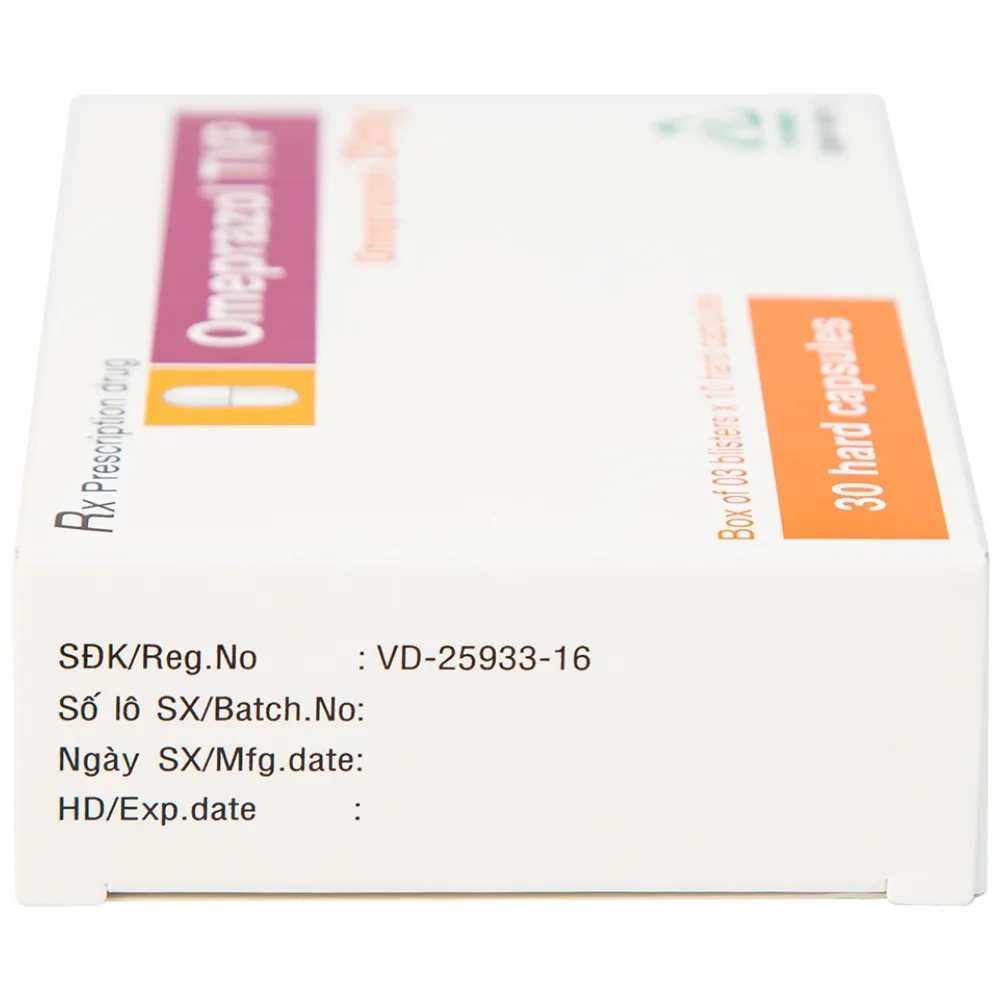Hình ảnh Viên nang cứng Omeprazol TVP 20mg điều trị loét tá tràng, viêm loét dạ dày (3 vỉ x 10 viên) 