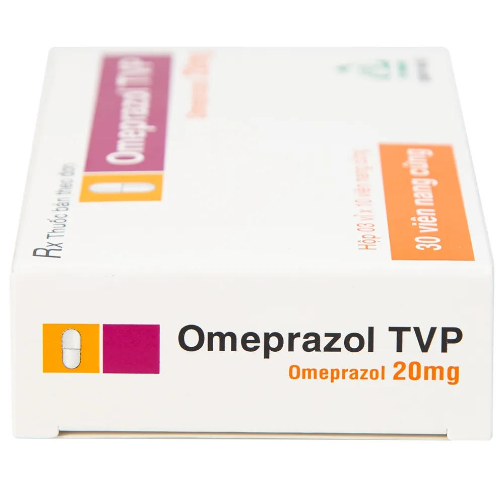 Hình ảnh Viên nang cứng Omeprazol TVP 20mg điều trị loét tá tràng, viêm loét dạ dày (3 vỉ x 10 viên) 